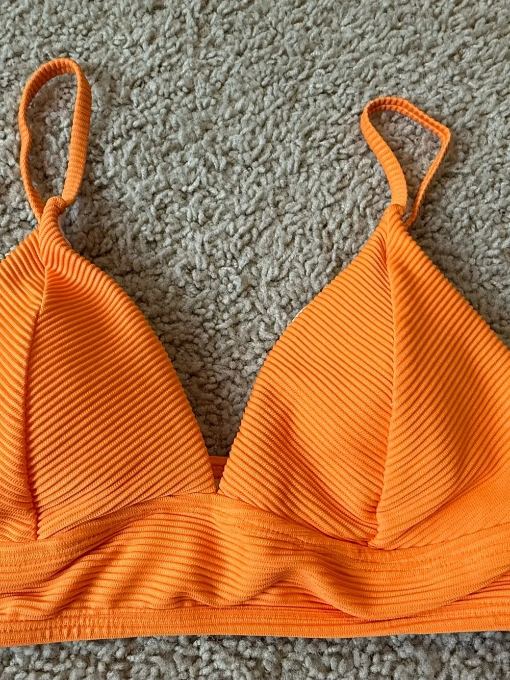 Cupshe Vibrant Orange Ribbed Bikini 2 piece set Size Medium Vacay Vibes